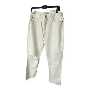 Etica Size 31 Flynn Slim Straight Ankle Jeans White Denim Distressed Coastal New